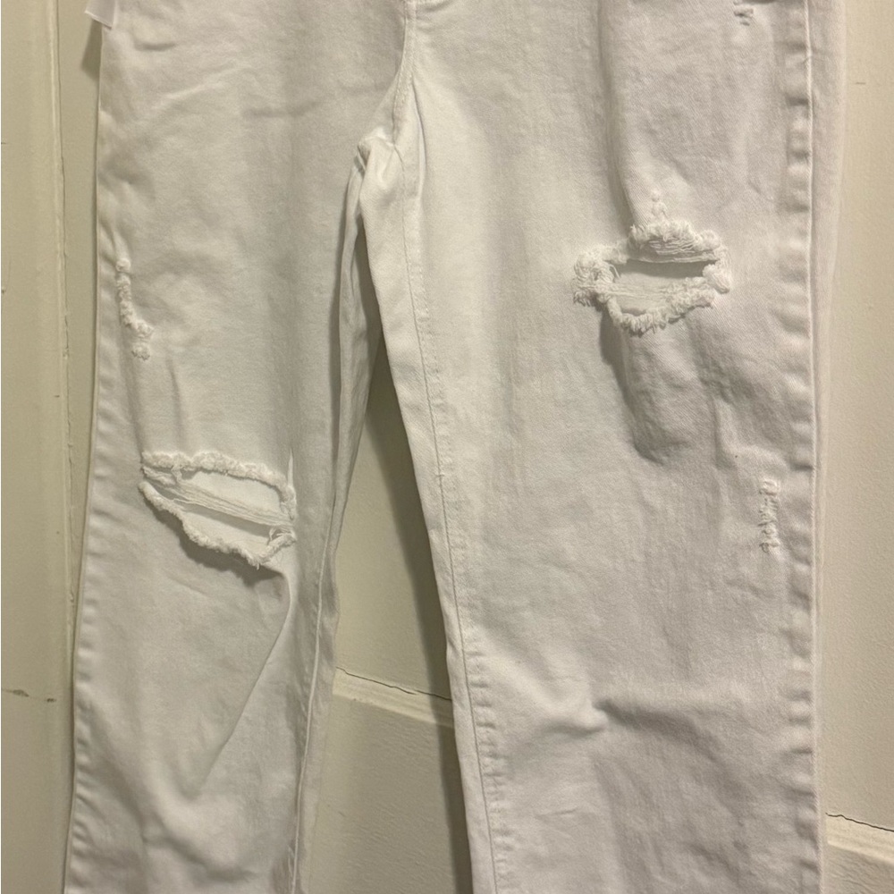 Tinseltown Womens Jeans Sz 11 Distressed High-Rise Straight Leg White Denim